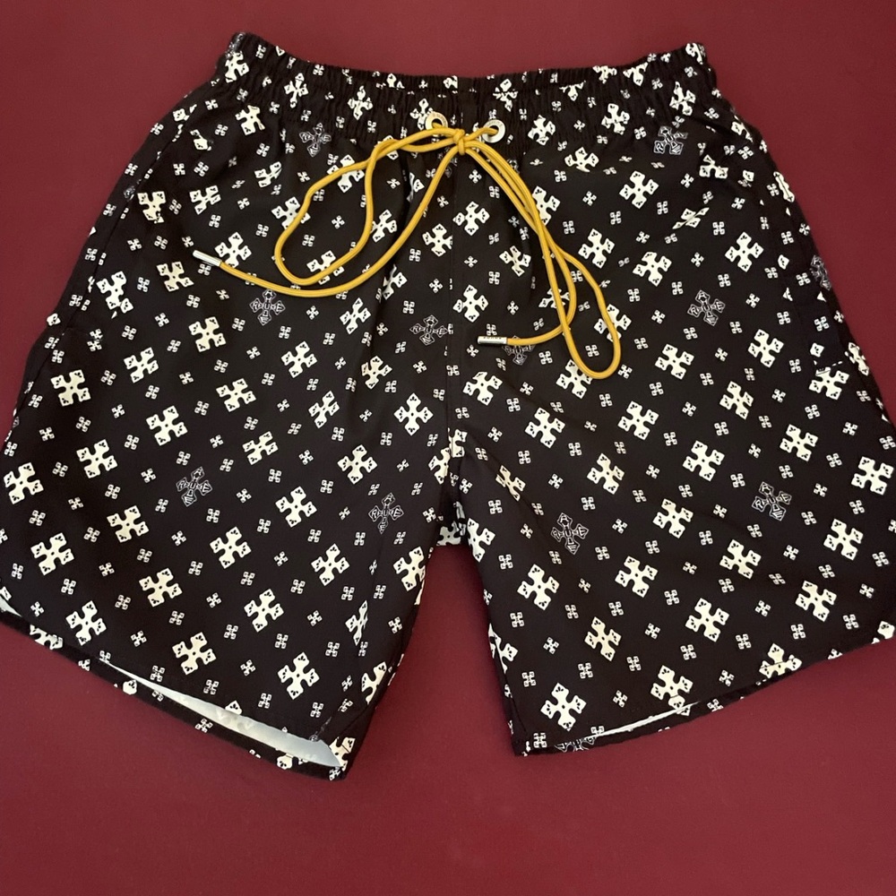 Rhude Black and White Patterned Swim Shorts